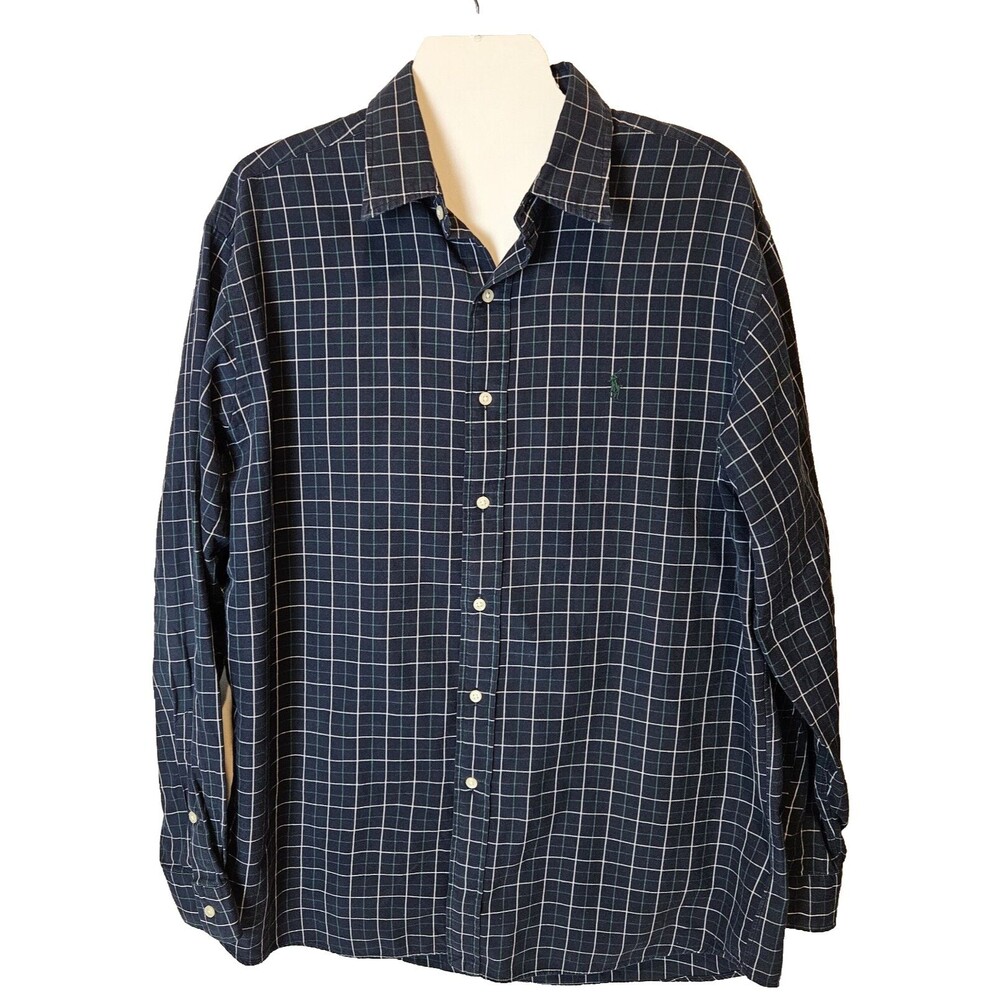 Ralph Lauren Polo Mens Plaid Casual Button Down Shirt Size Large